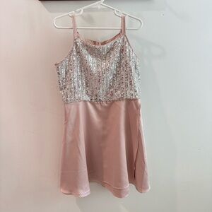 Zac Posen Girls Silver Sequin Blush Pink Satin Dress 10Y